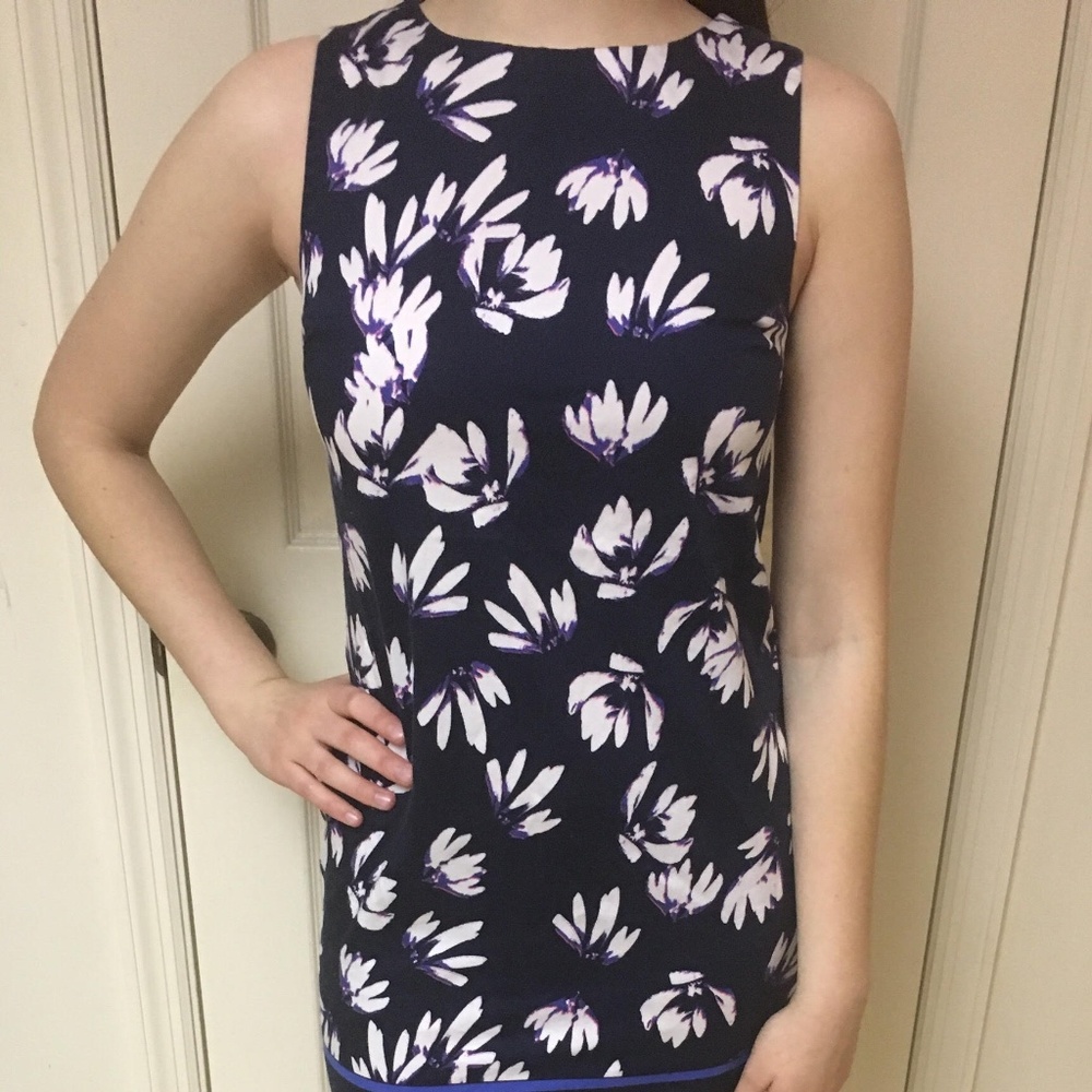 Saint Tropez West Floral Stripe Hem Cocktail Dress